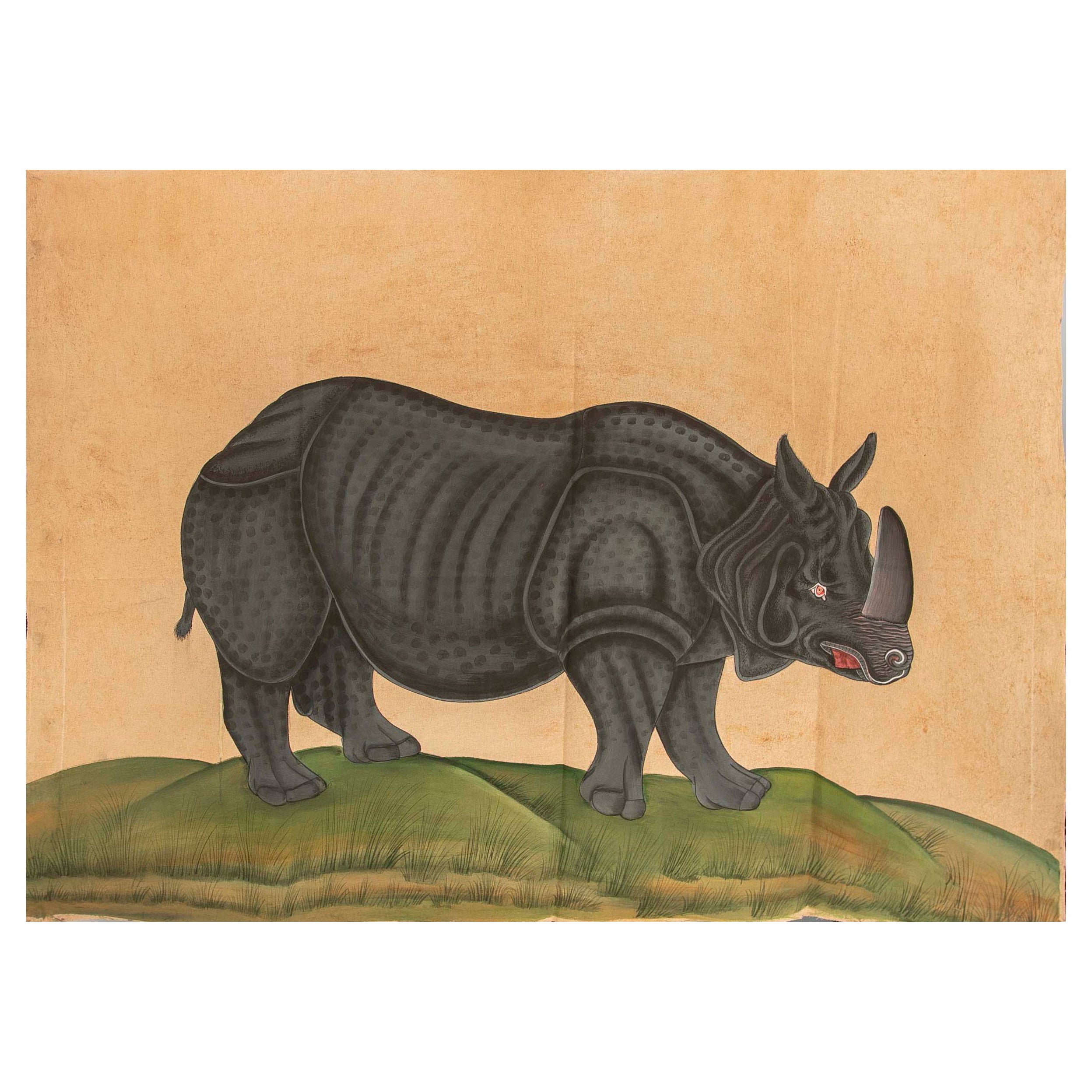 1970s Jaime Parlade's Designer Hand Painted "Rhino" Oil on Canvas For Sale