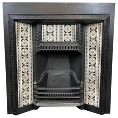 Antique 19th Century Cast-iron Fireplace Insert With Minton Tiles 