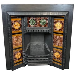 Vintage 19th Century Tiled Cast-iron Fireplace Insert