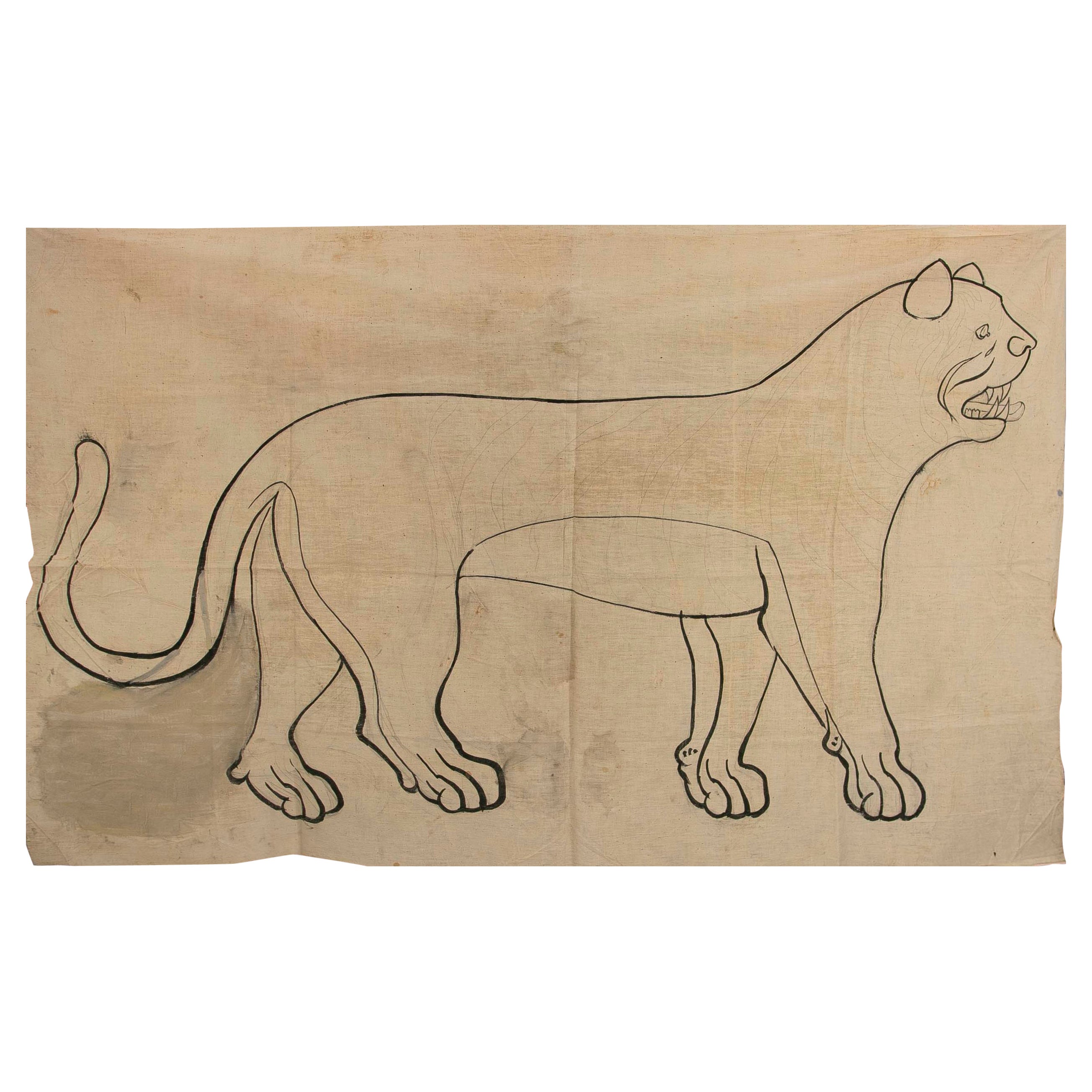 Peinture à l'huile sur toileiger "Tiger" du designer Jaime Parlade des années 1970