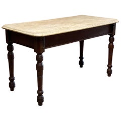 Walnut and Marble Top Farm Table