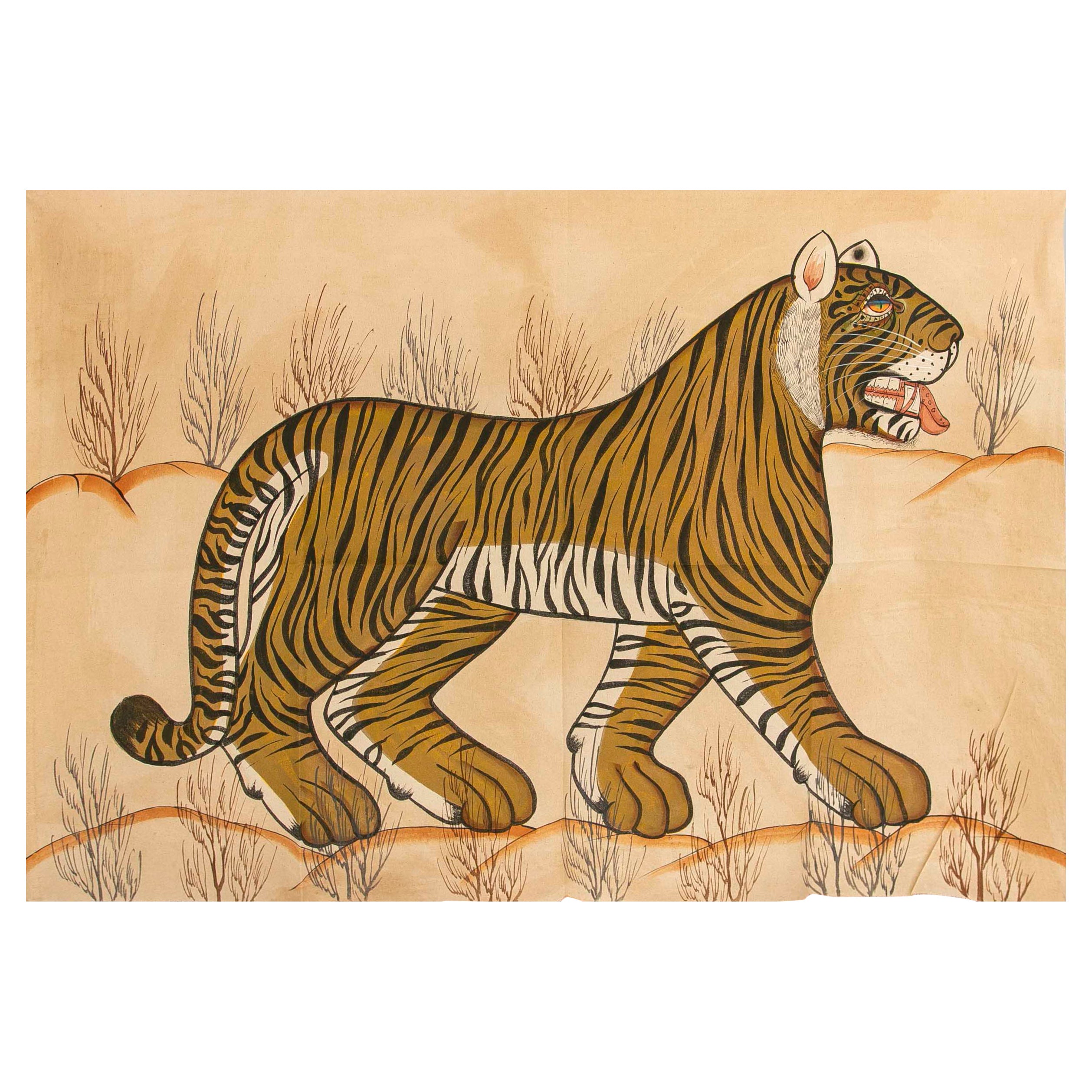 1970s Jaime Parlade Designer Hand Painting "Tiger" Oil on Canvas For Sale