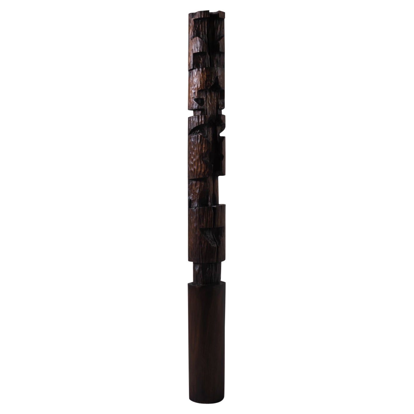 Abstract wooden Totem sculpture by Frans Nielen, 1970s For Sale