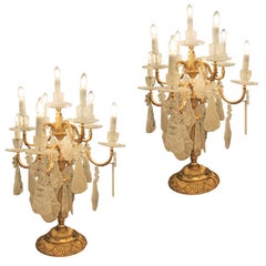 Pair of superb rock crystal candleabras