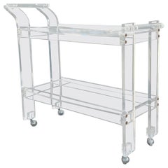 1970s Lucite Bar Serving Tea Two Tier Trolley Cart