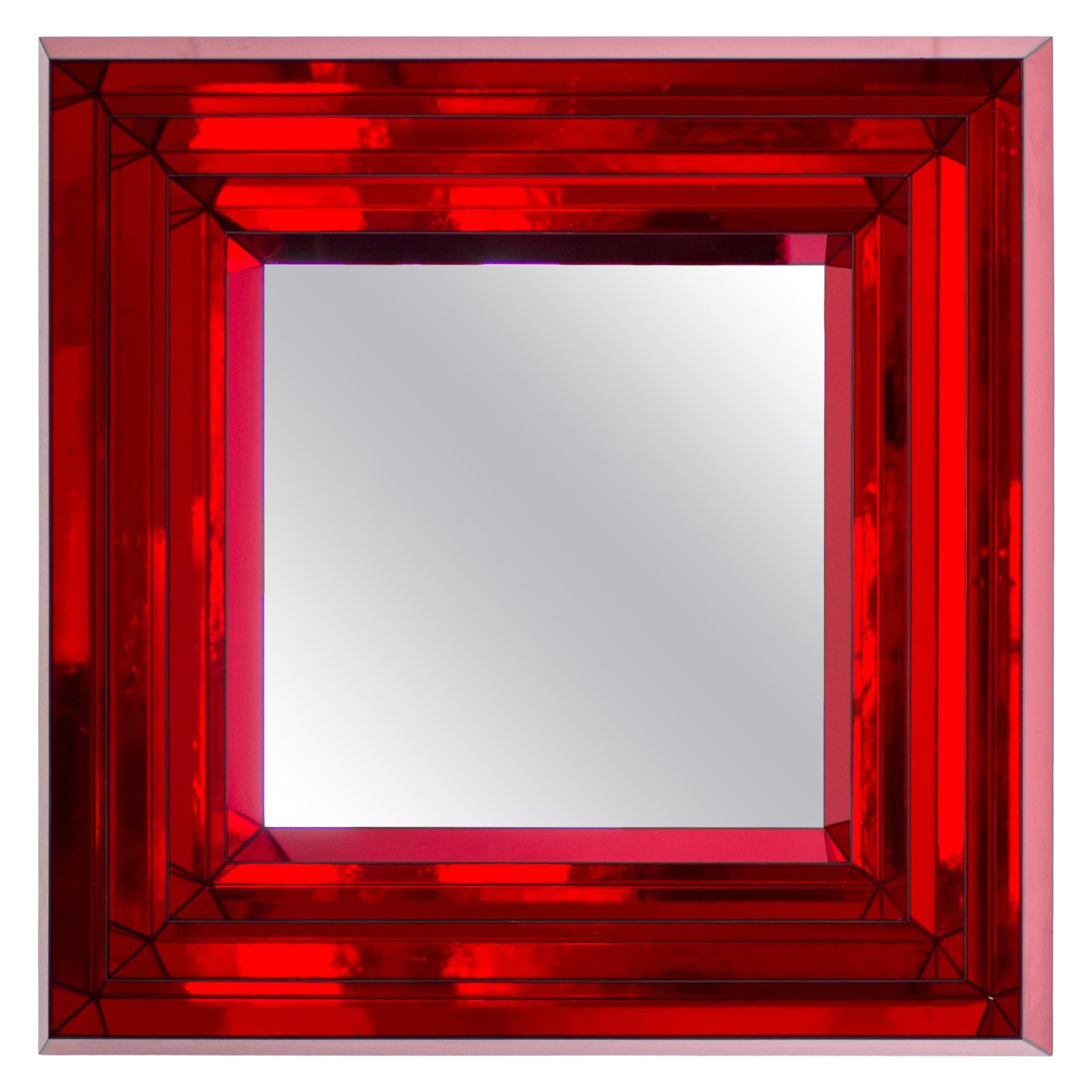 Miroir simple "ZIG ZAG RED en vente
