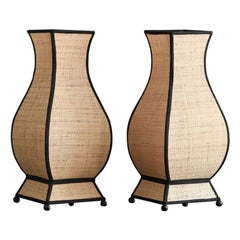 Set of 2 "Molto Pagoda" Straw Table Lamps (small size edition)