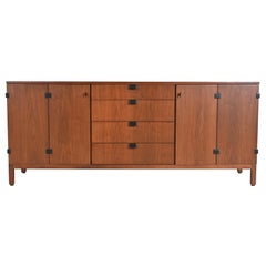 Milo Baughman for Directional Walnut and Ebonized Sideboard, Newly Refinished