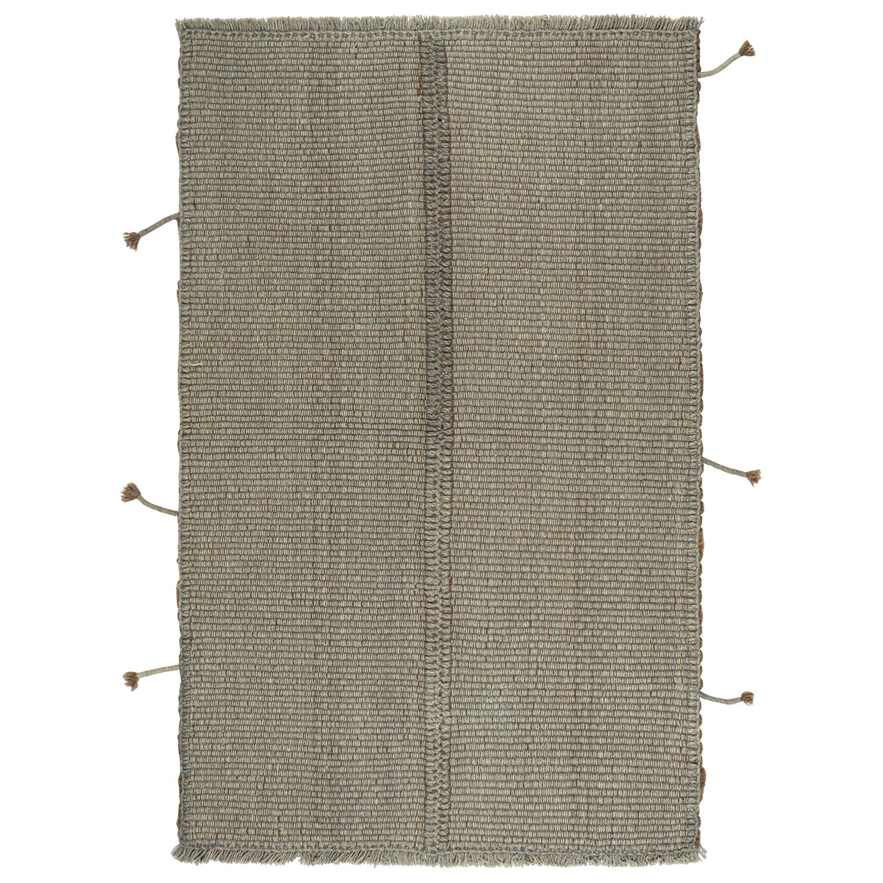 Rug & Kilim’s Contemporary Kilim in Solid Grey Panel Woven Style For Sale