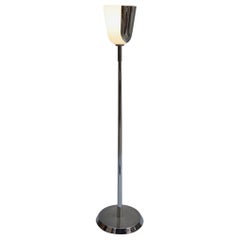 Retro Fine French Mid-Century Chrome and Glass Floor Lamp by Jean Perzel