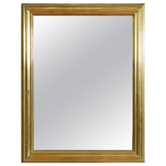 French Late Neoclassic Brass Bistro Mirror, mid 19th century