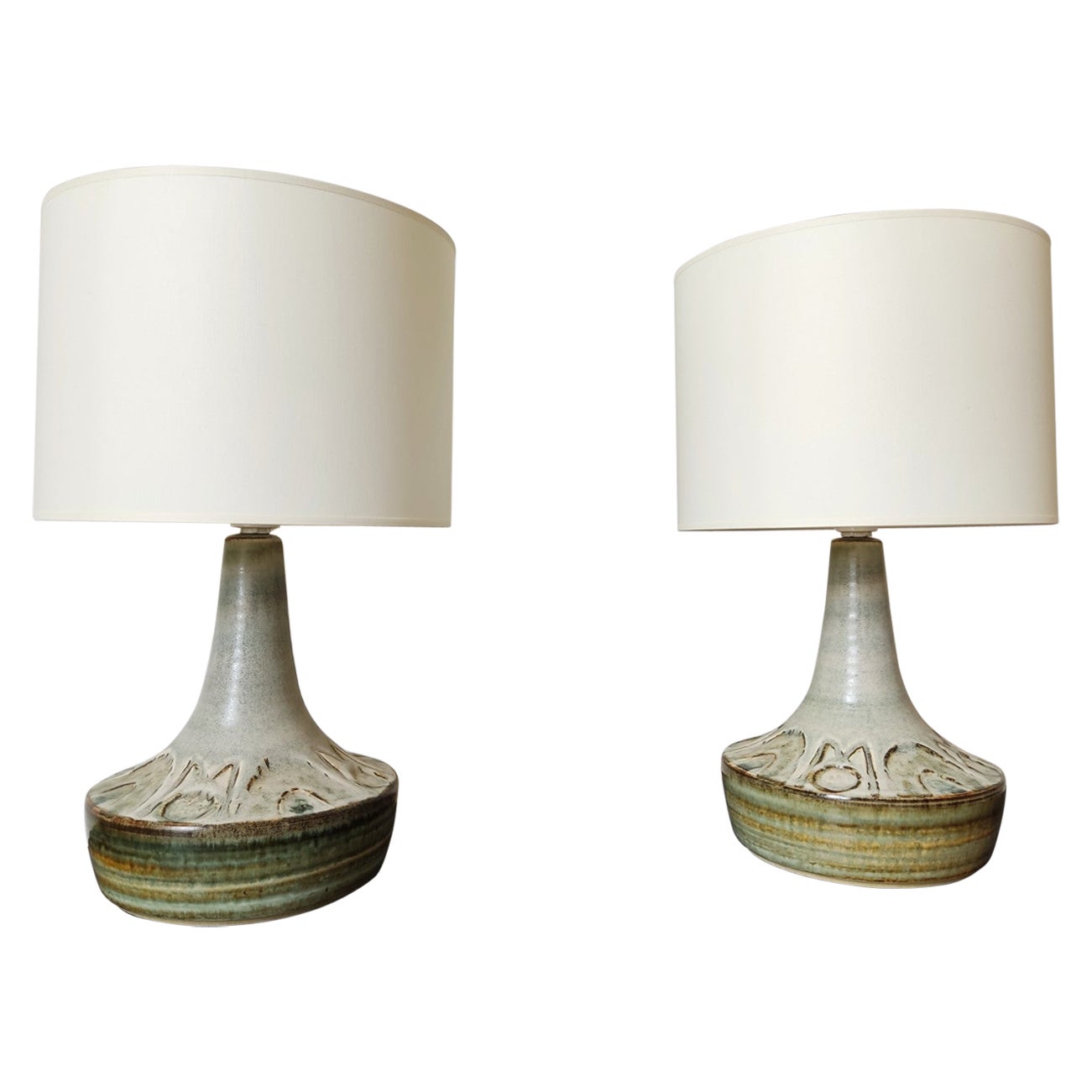 Pair of ceramic danish lamps by Soholm - 1960s 
