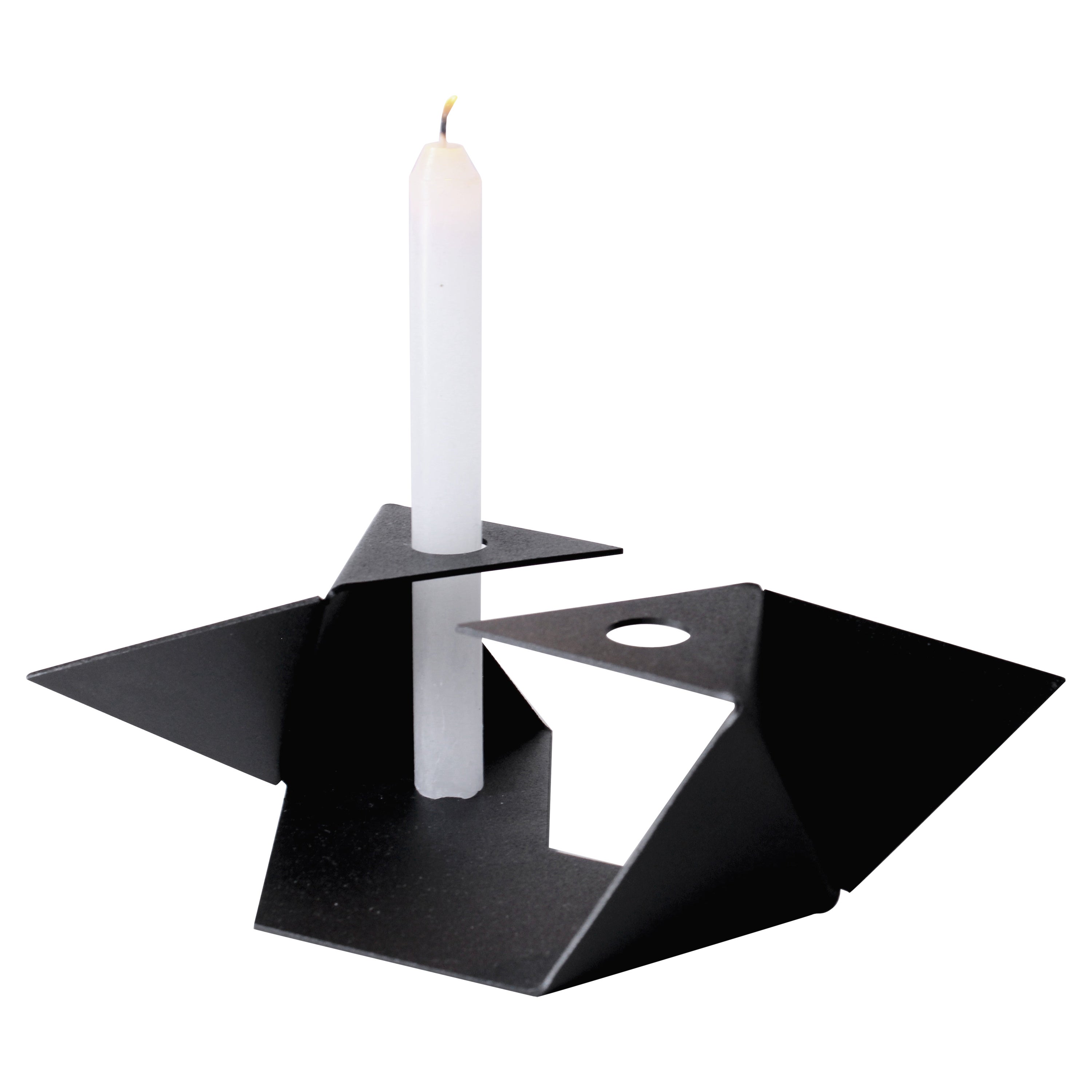 Black Platonic candleholder (two candles) by Gabriel Freitas For Sale