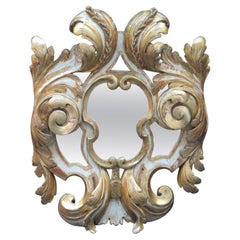 Grand miroir de style baroque en bois doré sculpté, vers 1850, Italie