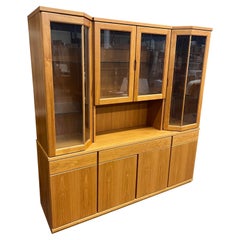 Vintage Mid Century Danish Modern Teak Buffet Hutch Display China Cabinet t