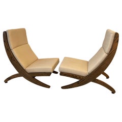 Mid-Century Modern High Back Scissor Lounge Chairs