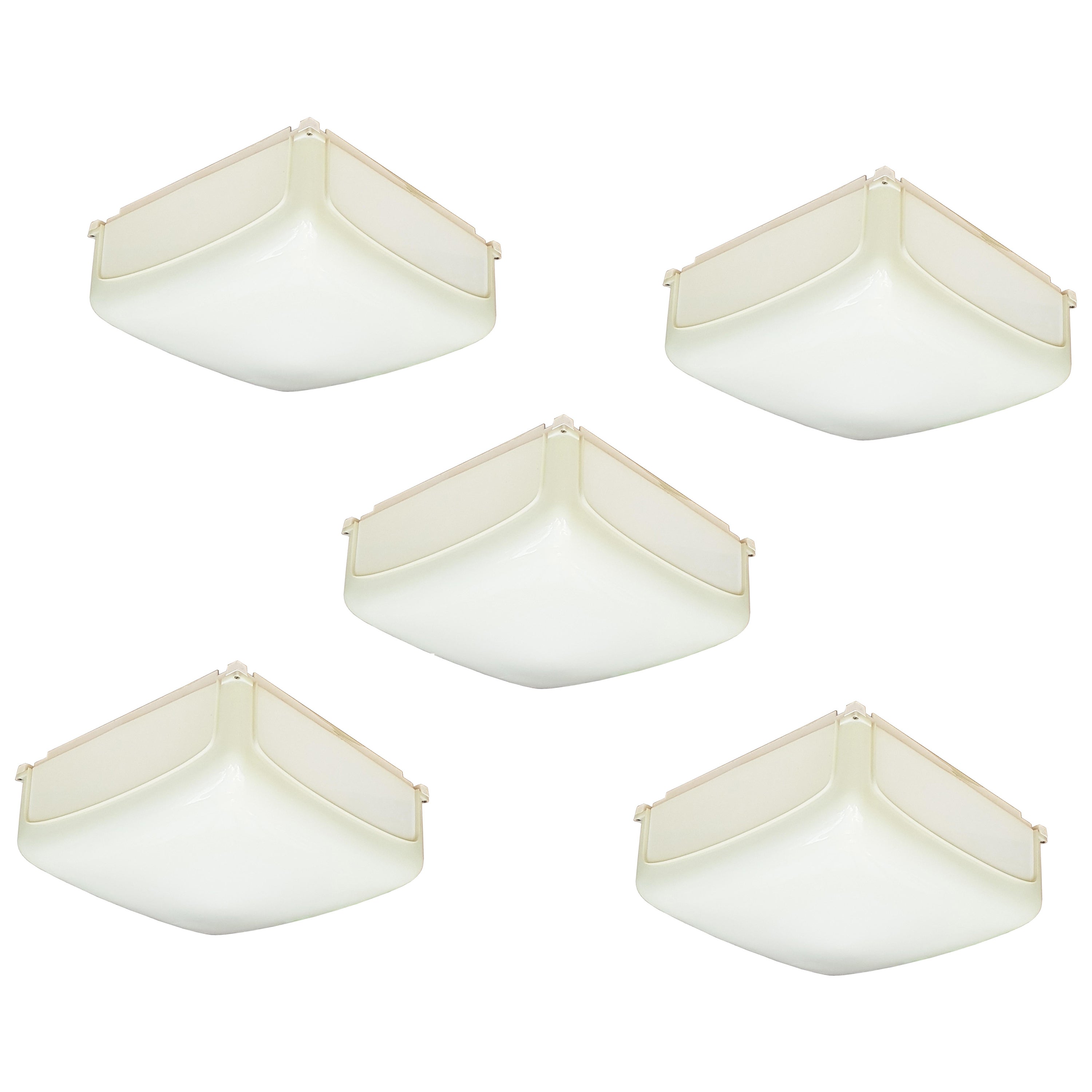 5 Ivory Plastic 1969 Cnosso Wall or Ceiling Lamps by Mangiarotti for Artemide For Sale