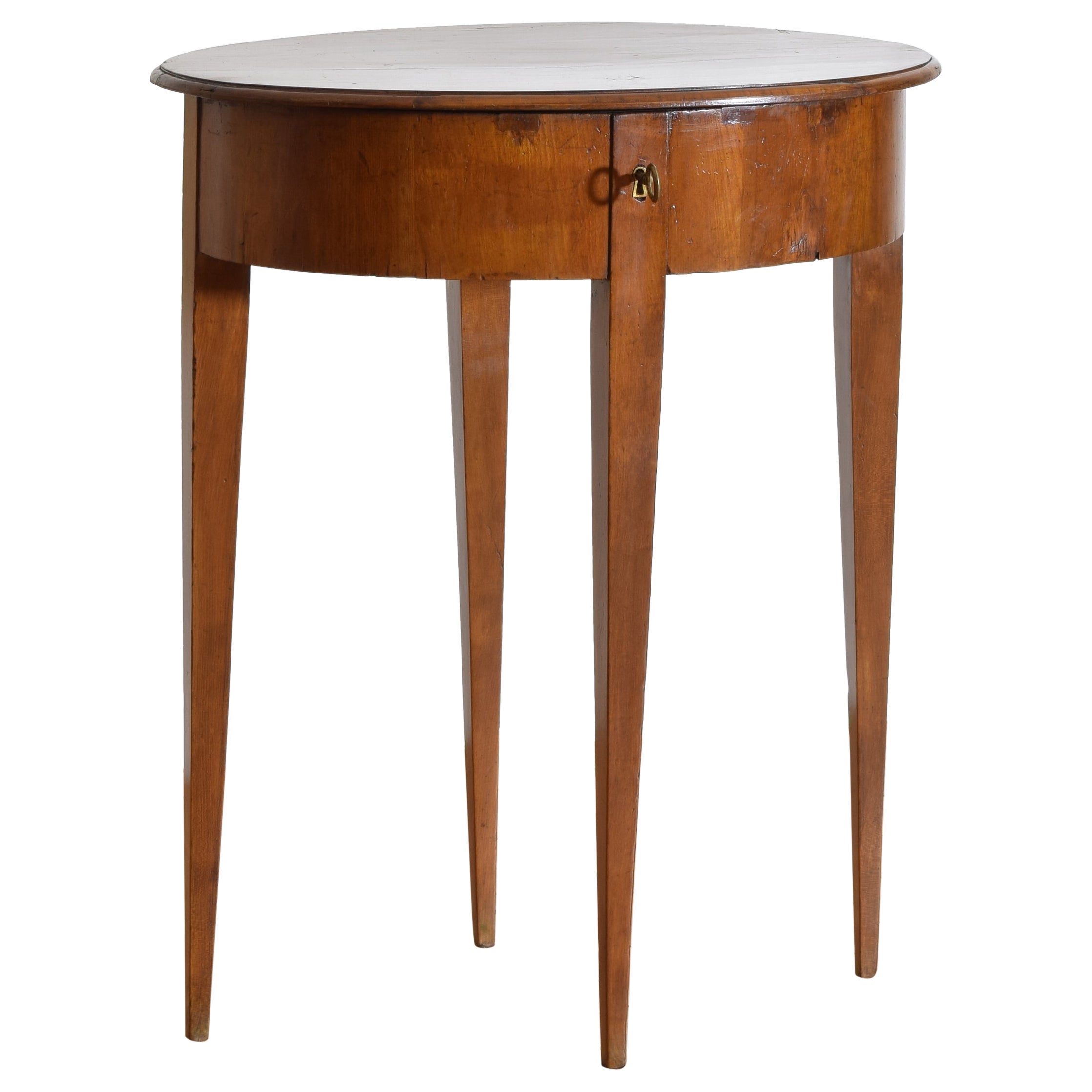 Italienisch, Venetien, Neoklassizistischer ovaler Tisch mit Klappplatte aus Obstholz, 1. bis 19.