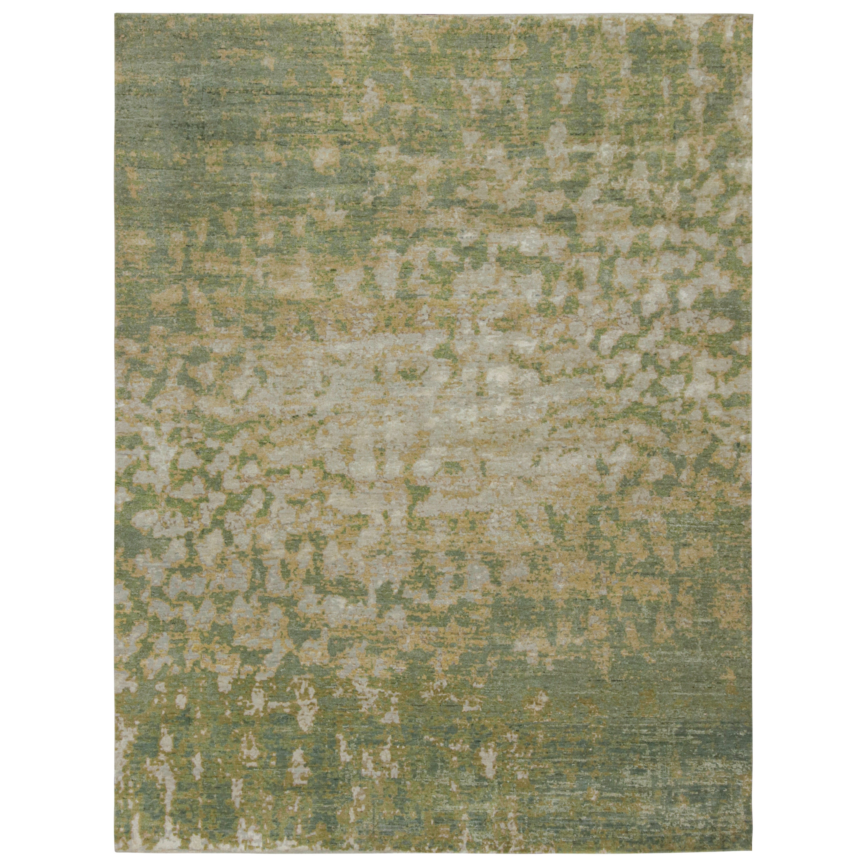 Rug & Kilim’s Modern Abstract Rug in Green with Painterly Pattern For Sale