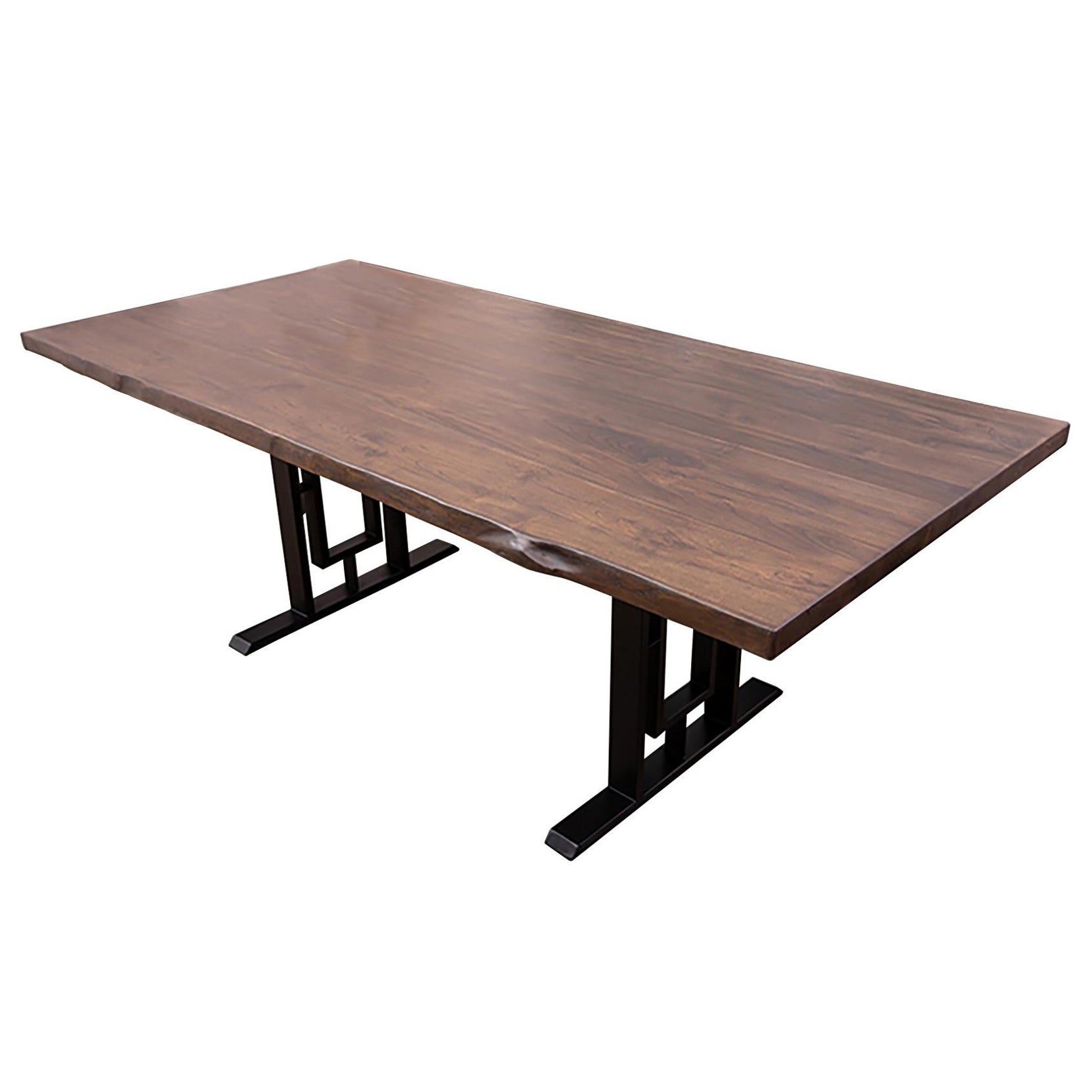 100% Solid Teak Live Edge Dining Table in a Smooth Cocoa Finish For Sale