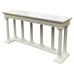 Large Neo-Classical Style White Marble Top Theodore Alexander Console Table 