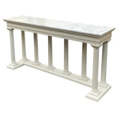 Large Neo-Classical Style White Marble Top Theodore Alexander Console Table