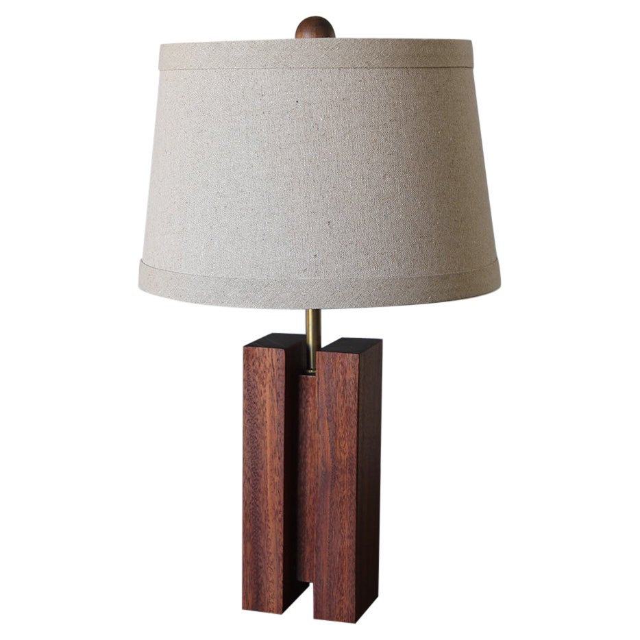 Chic Single ‘Cubismo’ Lamp with linen shade by Understated Design For Sale