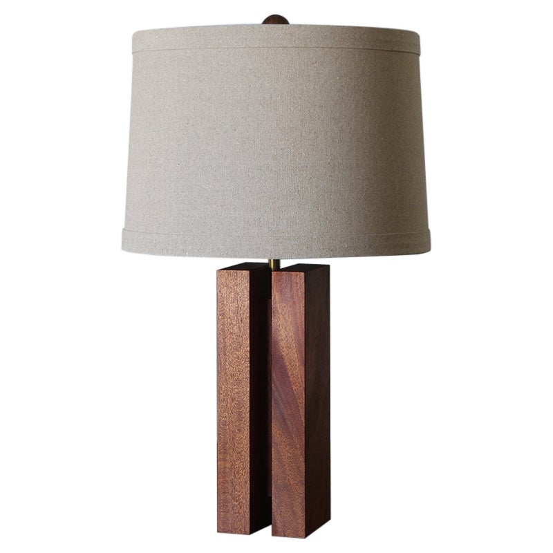 Chic Large Single ‘Cubismo’ Lamp with linen shade by Understated Design For Sale