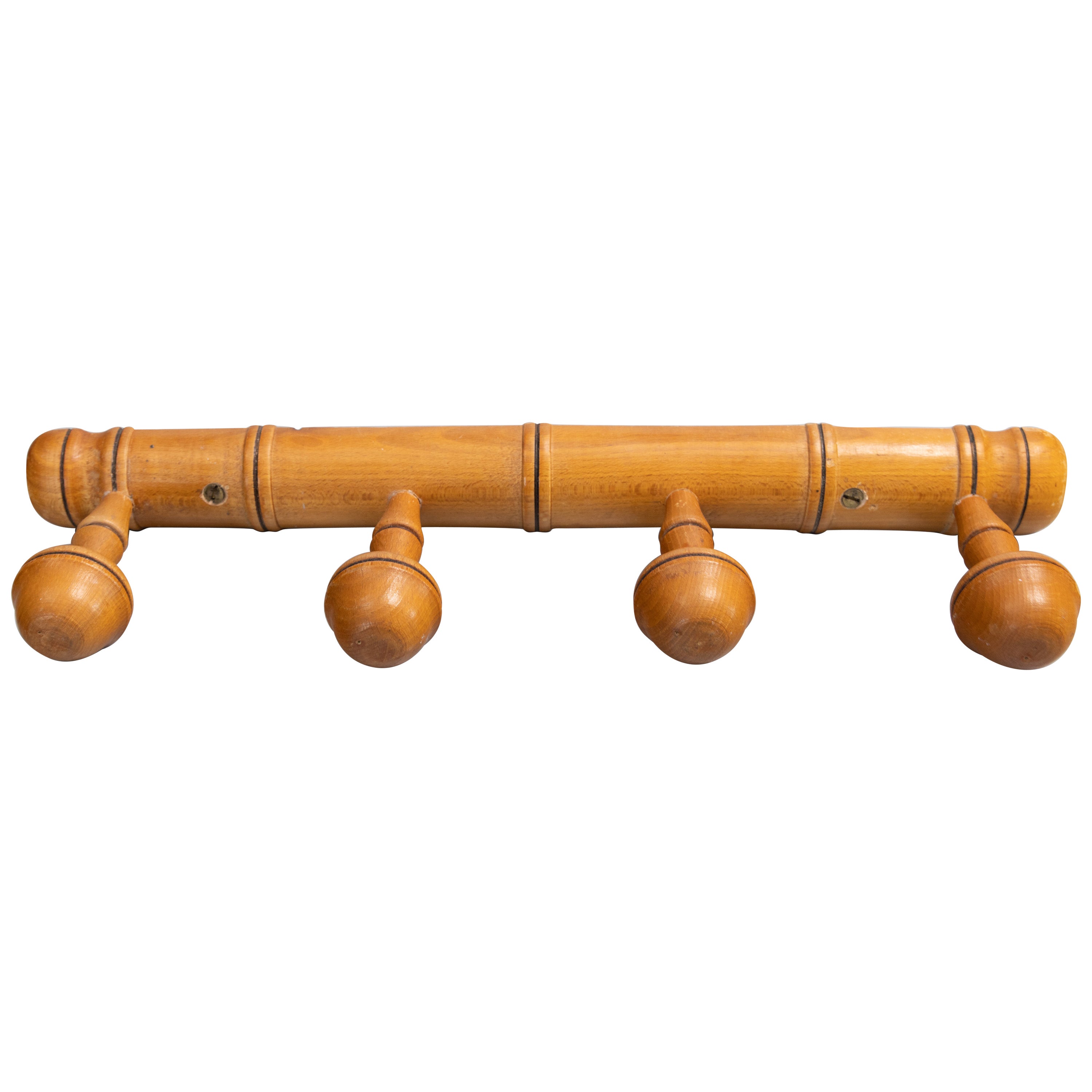 Antique French Faux Bamboo Carved Coat & Hat Rack, circa 1920 For Sale