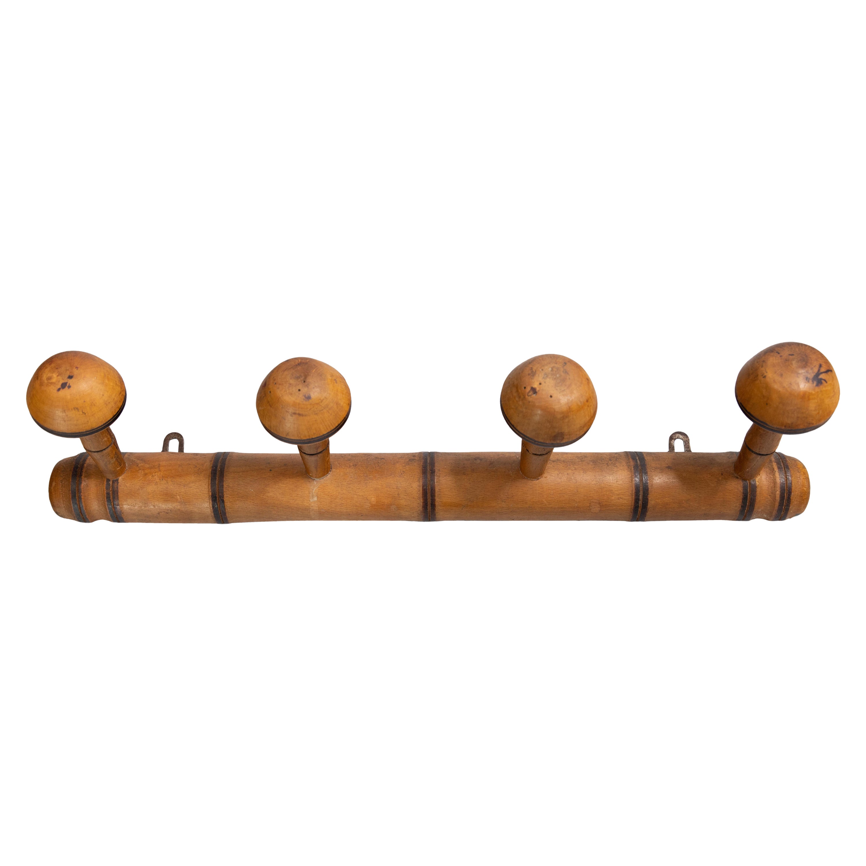 Antique French Faux Bamboo Carved Coat & Hat Rack, circa 1920 For Sale