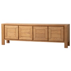 Elm Wood Sideboard Attributed to Maison Regain, France, 1970s