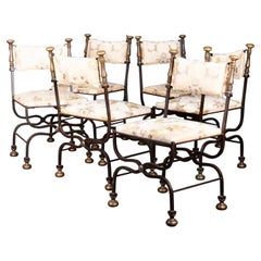 Set of 6 brass and wrought iron chairs