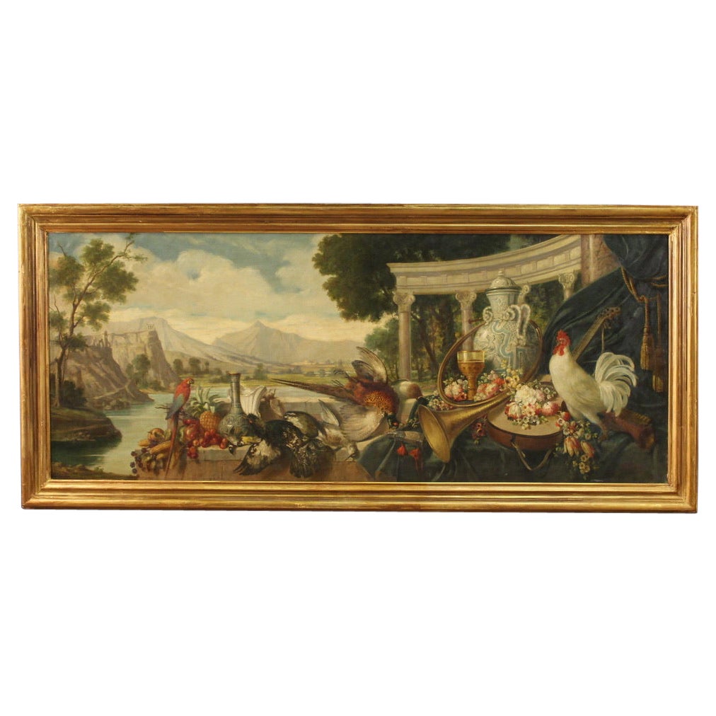 20th Century Oil On Canvas Antique Italian Signed Still Life Painting, 1920 For Sale