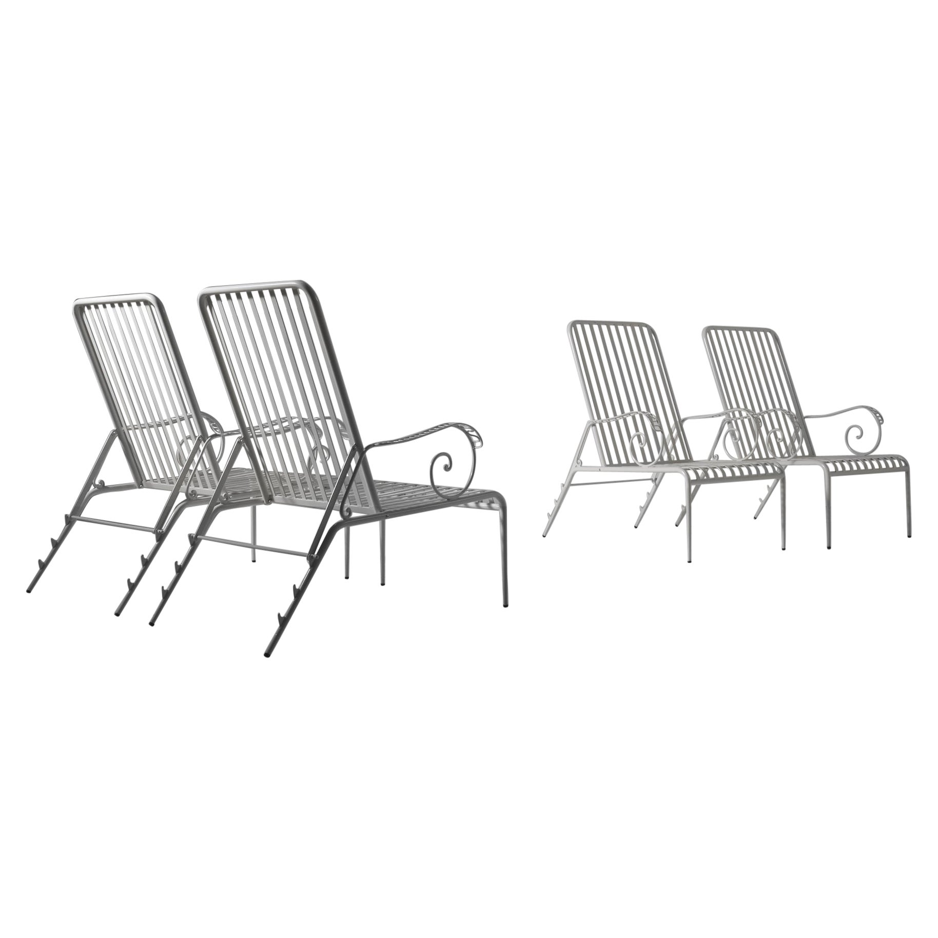 Italian white metal reclining garden chairs, 1950s For Sale at 1stDibs