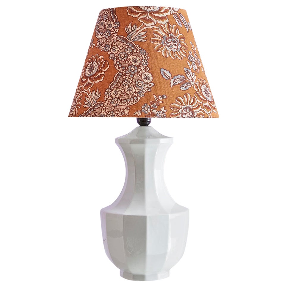 Vintage Ceramic Table Lamp with Customized Shade, France, Late 20th Century For Sale