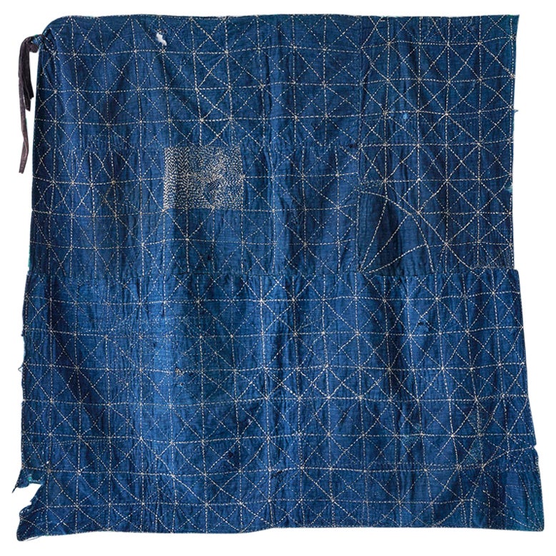 Handgefertigtes Patched-Textil „Boro“ in Indigofarben, Japan, 20. Jahrhundert