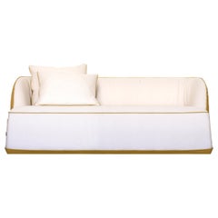 Outdoor Weather-Resistant Upholstery and Foam Sofa White and Yellow