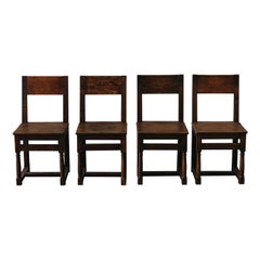Vintage Set of Oak Dining Chairs From France, Circa 1900