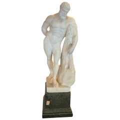 Antique Early 19th century alabaster sculpture depicting Farnese Hercules