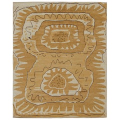 Rug & Kilim's Teppich im skandinavischen Stil in Gold mit geometrischen Mustern