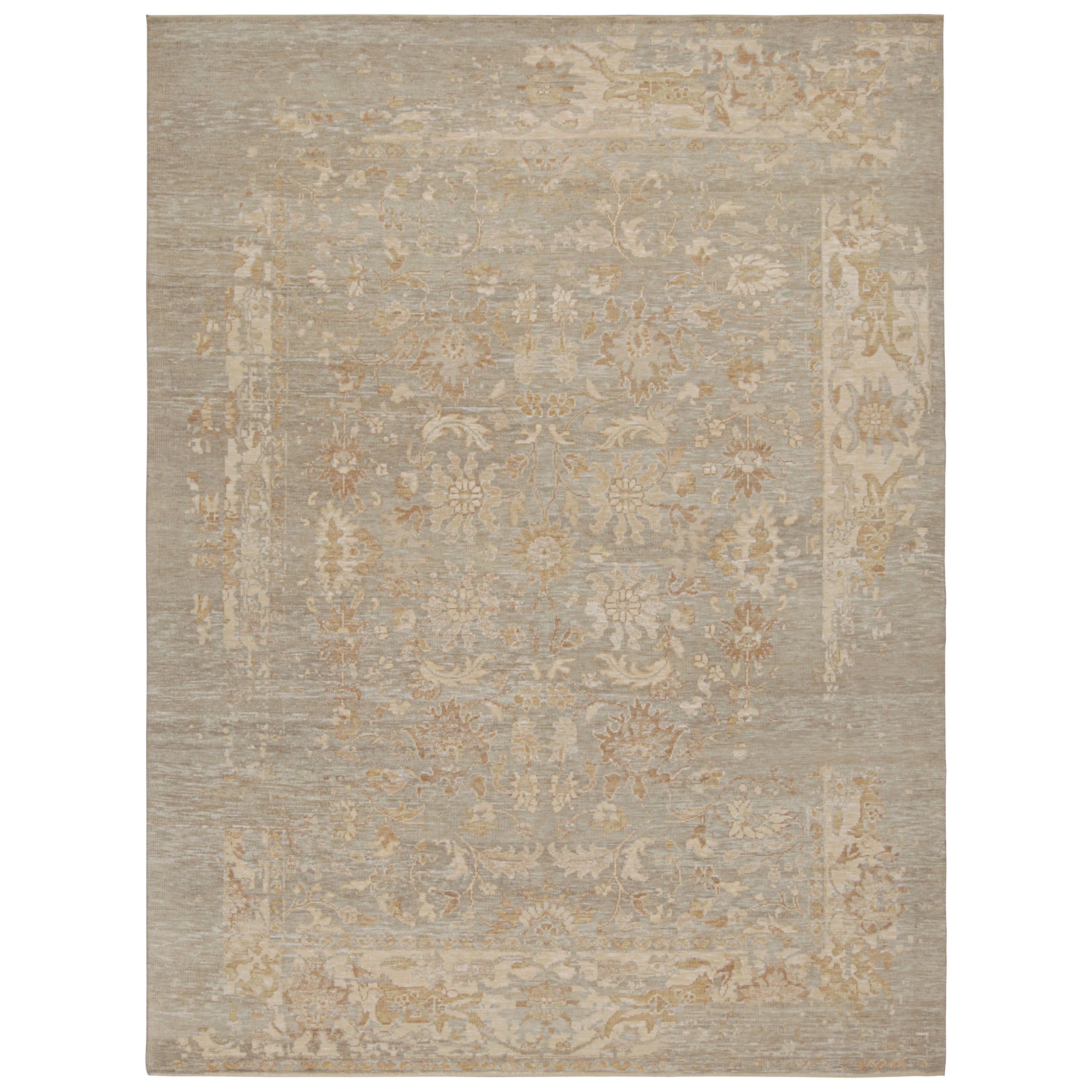 Rug & Kilim’s Oushak Style Custom Rug with Floral Patterns For Sale