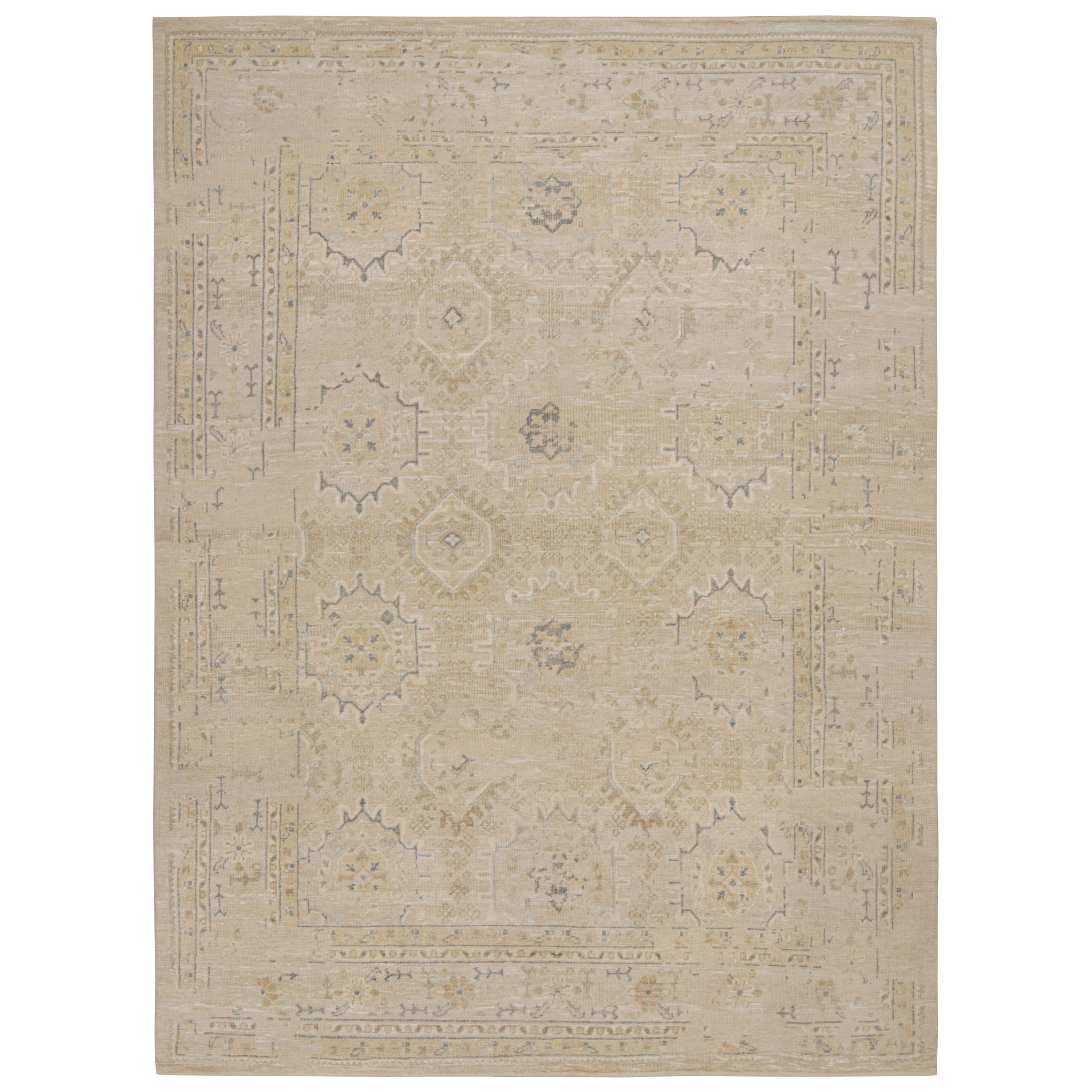 Rug & Kilim’s Oushak Style Custom Rug with Floral Patterns For Sale