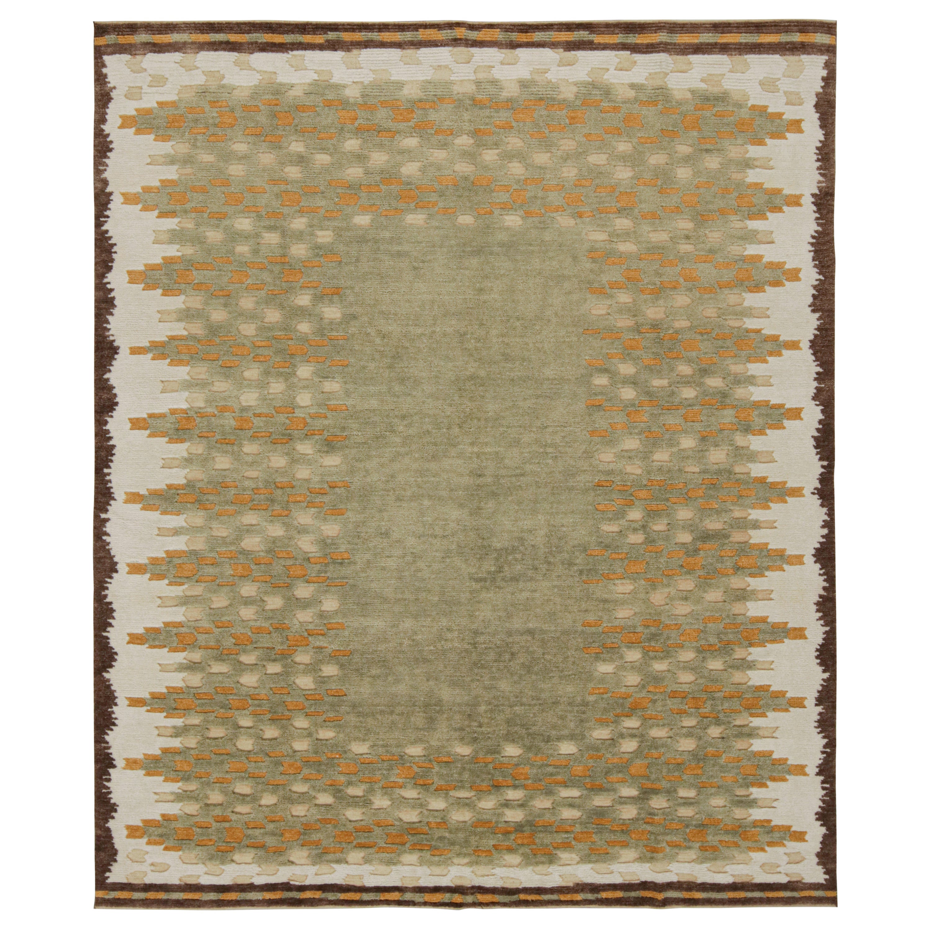 Rug & Kilim’s Scandinavian Style Rug in Green with Geometric Patterns