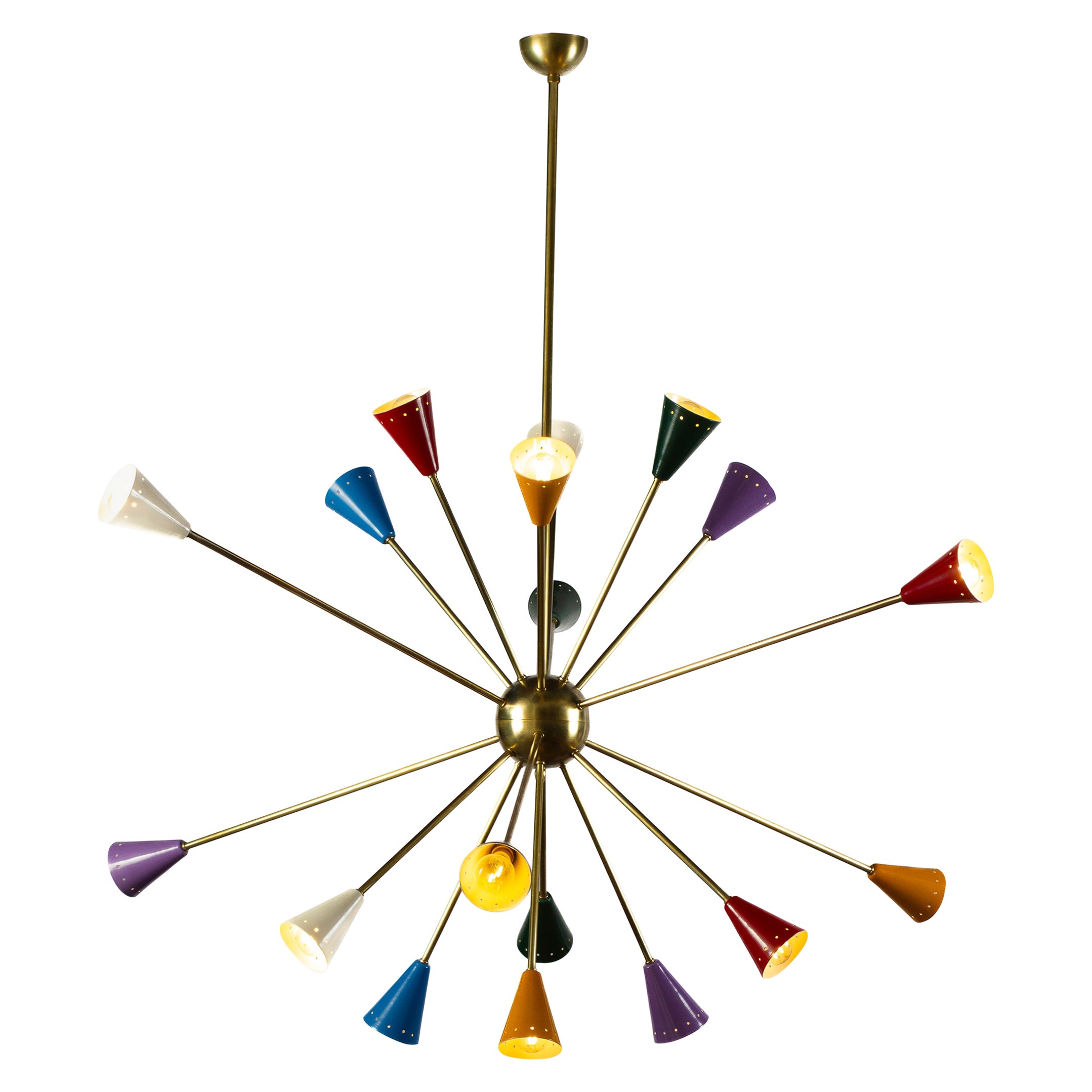 Stilnovo Original Multi-Color Sputnik Chandelier Midcentury Italian Design For Sale