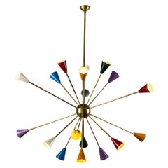 Stilnovo Original Multi-Color Sputnik Chandelier Midcentury Italian Design