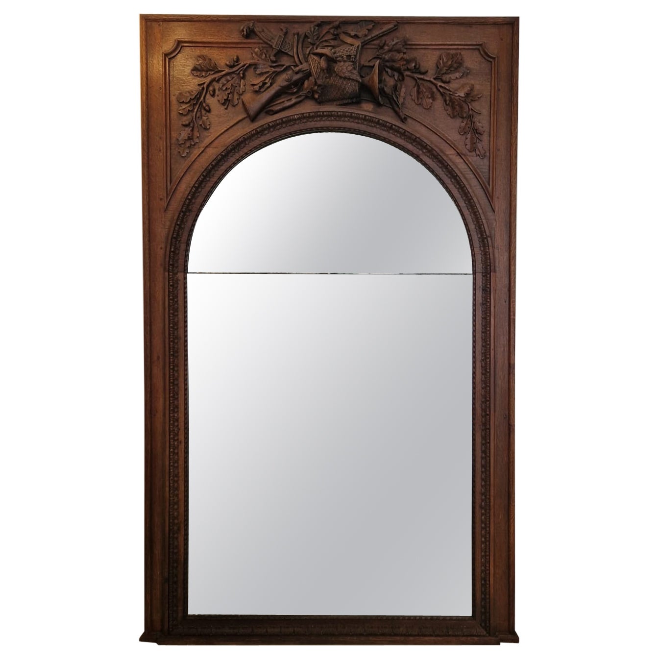 Trumeau Mirror carved wood 19th century For Sale