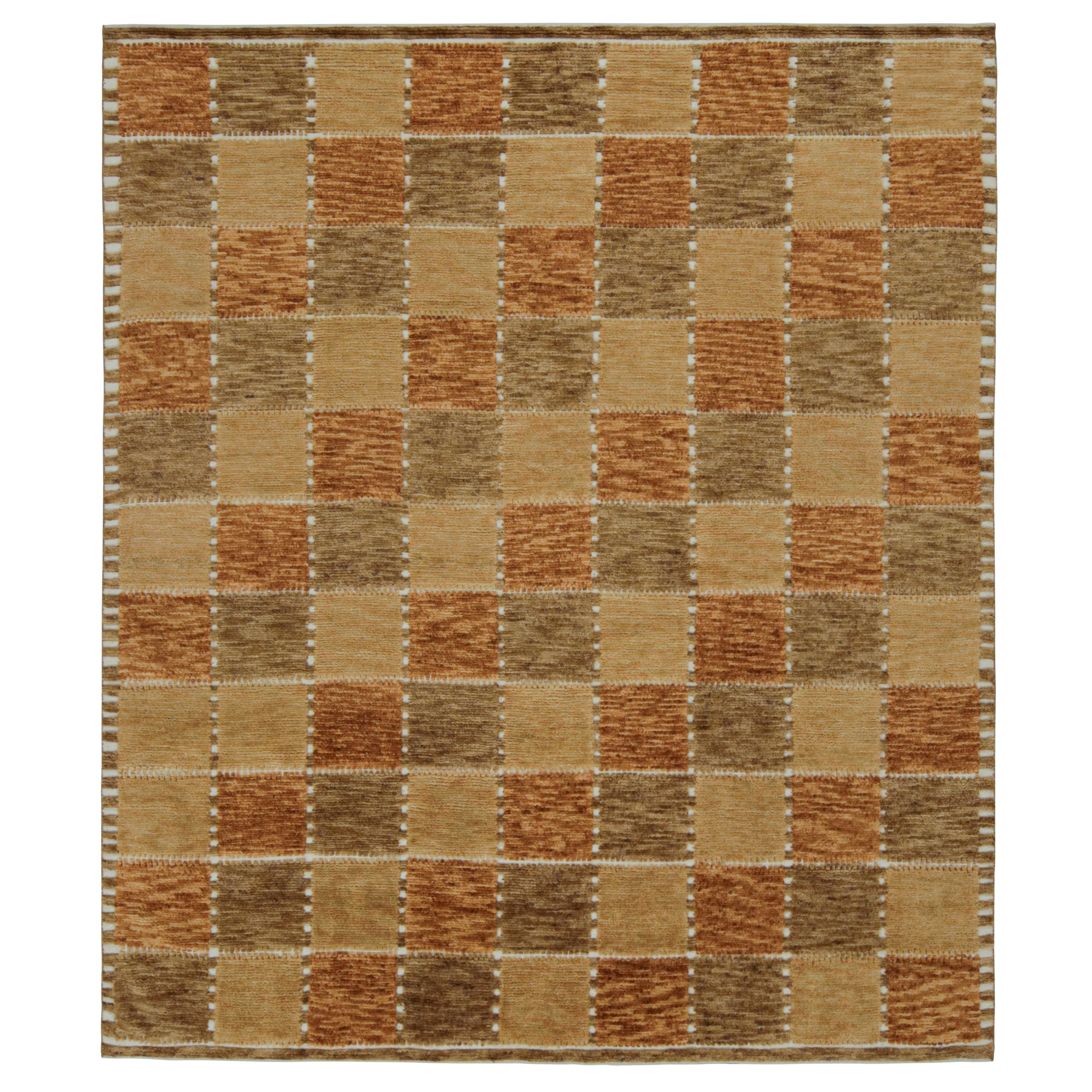 Rug & Kilim’s Scandinavian Style Rug with Geometric Patterns in Brown Tones