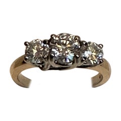Vintage 14K Gold Three Diamond Ring