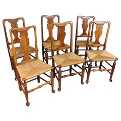 Six 18th Century Oak Country Chairs with Great Colour and Charm c. 1760