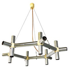 Italian modern metal plastic Atomic chandelier Robert Trix Haussmann Swiss 1970s